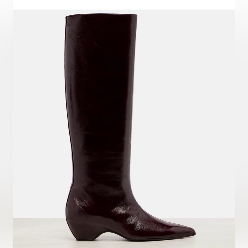 KHAITE Sybil Knee-High Leather Boots in Burgundy - Picture 2 of 2